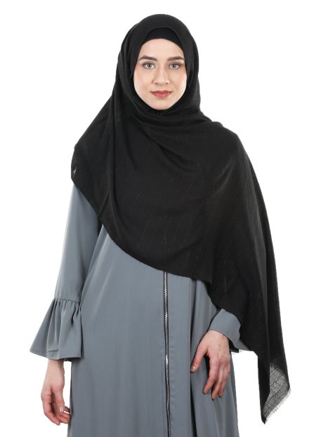 Premium Black Cotton Shawl Style Pinstriped Turkish Hijab
