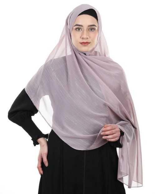 Gleaming Lines Chiffon Light Purple Hijab