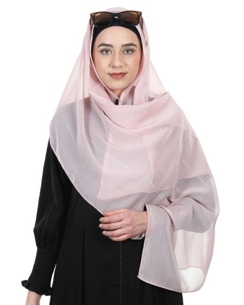 Gleaming Lines Chiffon Baby Pink Hijabs