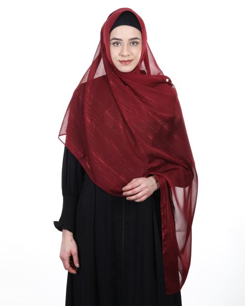 Gleaming Lines Chiffon Maroon Hijabs