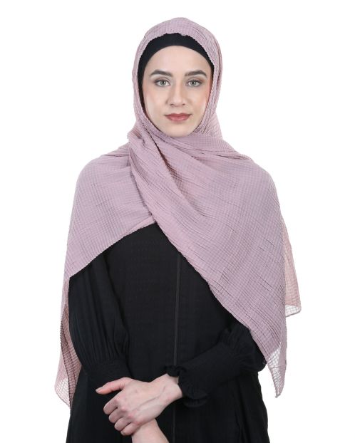 Check Style pleated Lilac High-fashion Chiffon HIjab