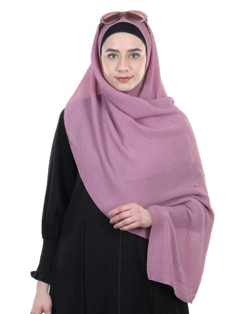 Check Style pleated Onion Pink High-fashion Chiffon HIjab