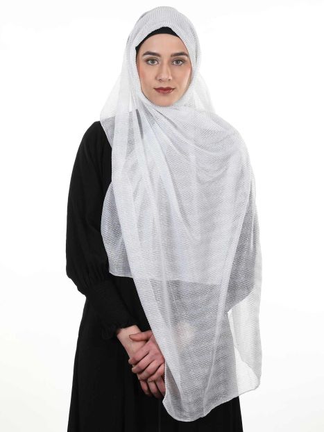 Shining White Party wear Net Hijabs