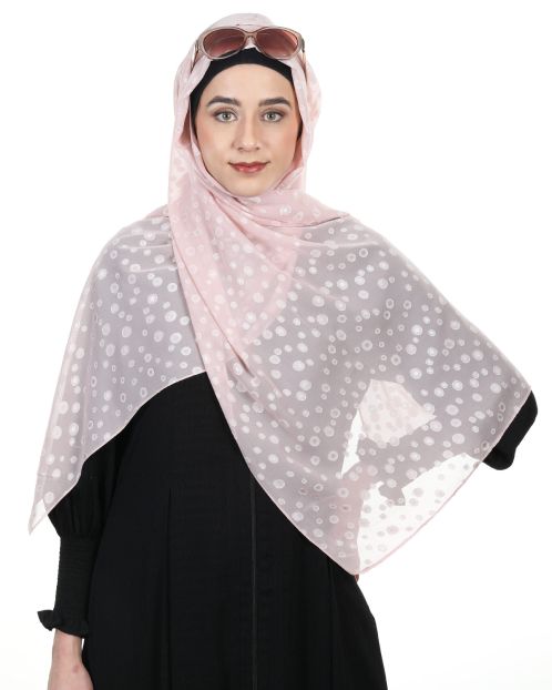 Chic Light Pink Organza Hijab with Spots