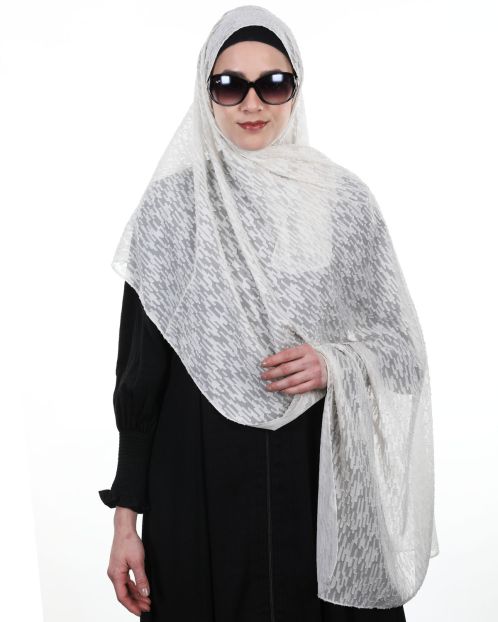 Splended White knotted organza Hijab