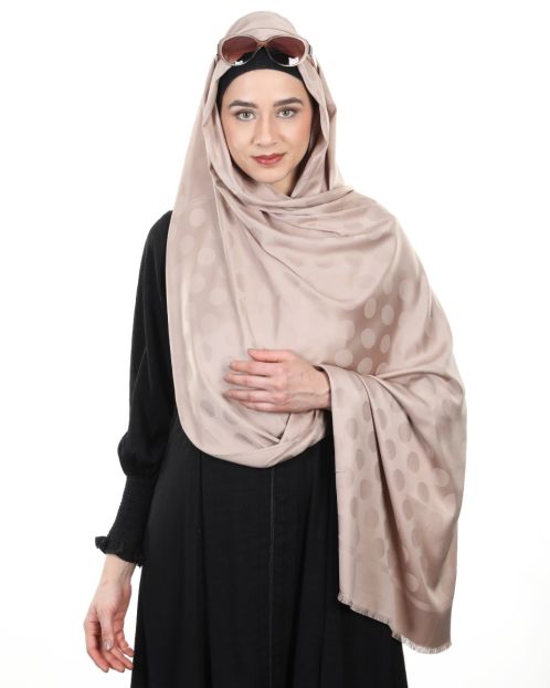 Large polka dots smooth Almond satin hijabs