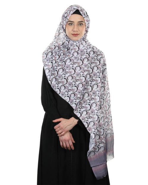 Chic and Soft savvy Purple and white printed hijab