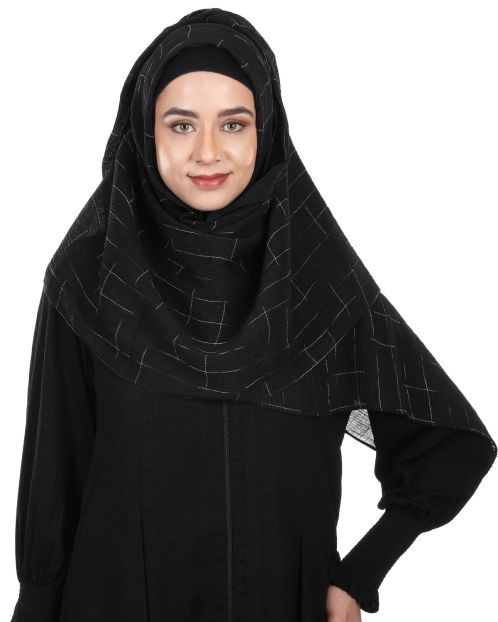 Appealing Designer Crushed Viscose Black Hijab