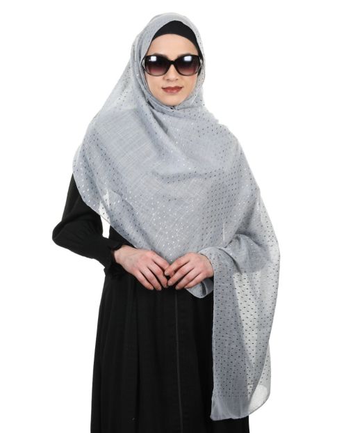 Golden Embellished Party wear Grey high fashion hijabs