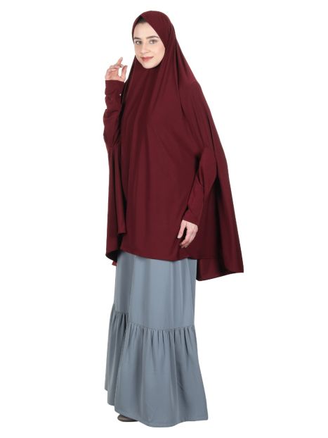 Stylish Maroon Khimar with sleeves